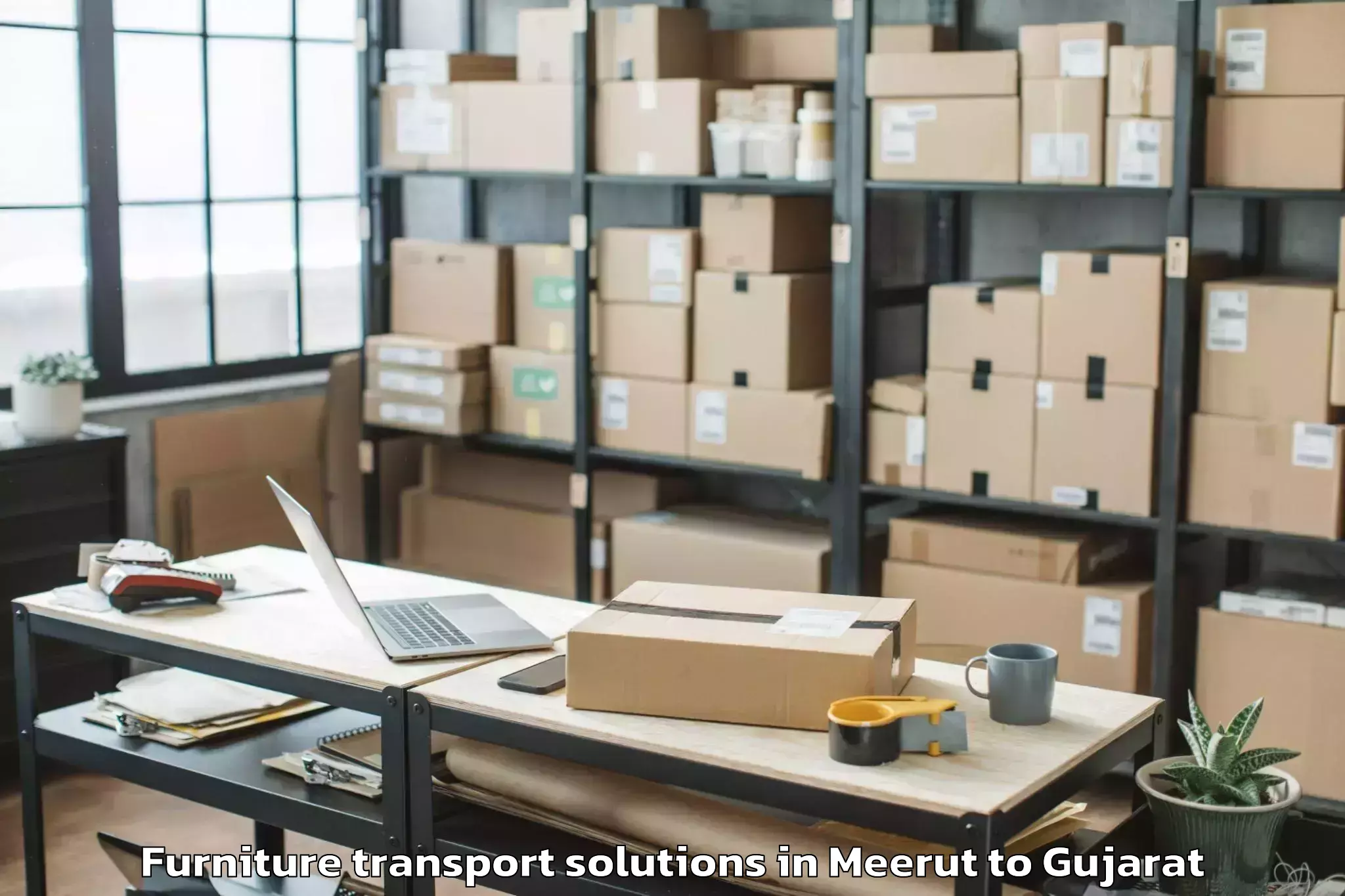 Affordable Meerut to Jasdan Furniture Transport Solutions